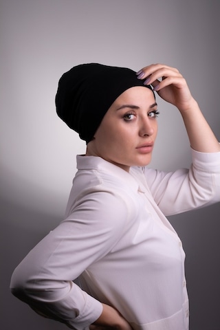 Siyah Pratik Hazır Geçmeli Iç Bone Viskon Kumaş Dikişsiz 3003_01 Siyah