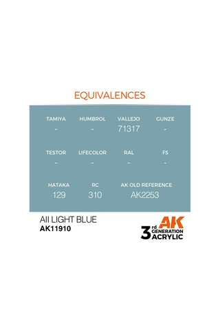 Ak Interactive 11910, 17 Ml. 3gen Aıı Light Blue Aircraft Maket Boyası Standart