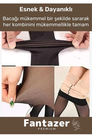 Kuasar Series Sıcak Tutan Ince Siyah Çorap Ten Görünümlü Termal Içli Peluş Polarlı Külotlu Çorap Siyah