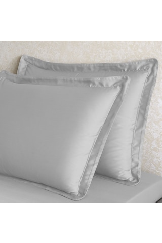 Linens X Tencel Lyocell 2'li Volanlı Yastık Kılıfı Seti Gri Gri