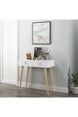 Dekorosso Arden Ahşap Ayaklı Modern Dekoratif Dresuar Beyaz 72cm Beyaz