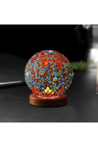 Homyl Gece Işığı Yatak Başı Usb Cam Mozaik Top Türk Lambası Turuncu Çok Renkli
