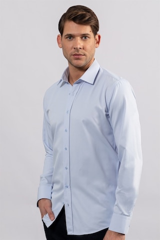 Tudors Modern Slim Fit Düz Erkek Mavi Gömlek-23974-mavi Mavi
