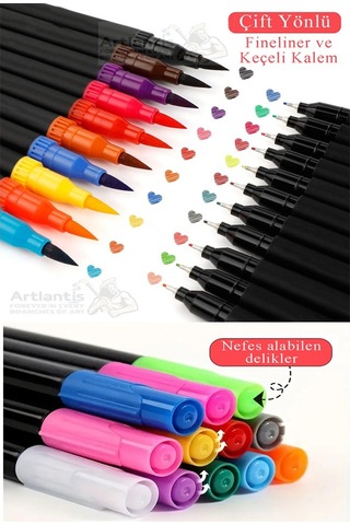 Fineliner 10 Lu Çift Taraflı İnce Uçlu Kalem 1 Paket 10 Renk 0.4 Mm Keçe Uçlu Kalem Renkli İşaretleme Yazı Kalemi