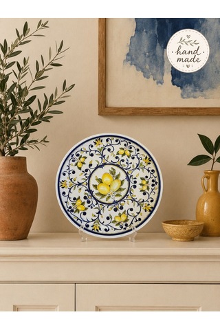 Ev Dekorasyonu - El Yapımı 30 Cm Limon Desenli Tabak