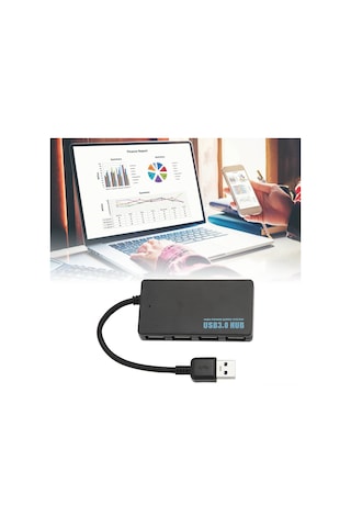Springsun Usb 3.0 4 Portlu Hub - 5gbps Hızlı Veri Transferi, Isı Dağıtımı, Plastik Malzeme, Windows/mac/linux Uyumlu, Siyah, Plug & Play