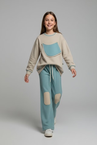 Aden Kids Unisex Çocuk %100 Pamuk Alt Üst Takım Bej - Yeşil