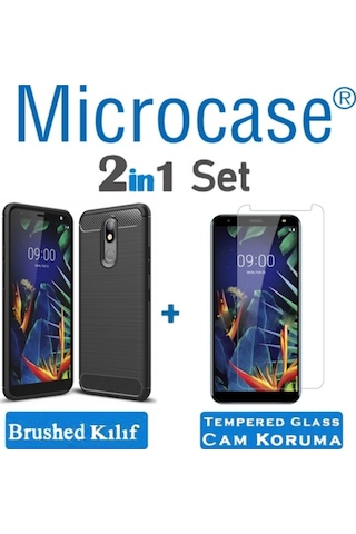 Microcase LG Uyumlu K40 Brushed Carbon Kilif + Cam (Seç) 364456370