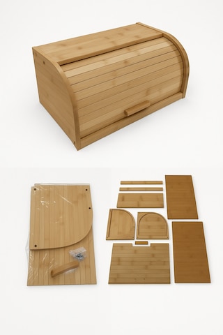 Makri Home Demonte Doğal Bambu Ekmeklik, 38,5 X 23 X 19,5 Cm Bambu