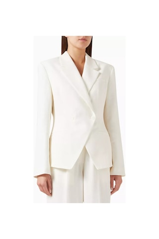 12storeez Off White Linen Blazer,yazlık Kırışmayan Ve Belden Oturan Şık Ceket Krem