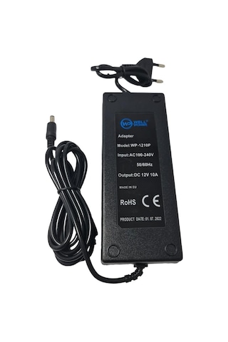 Wellpower 12Volt 10Amper Plastik Kasa Adaptör 5.5X2.5Mm Jak Fişli