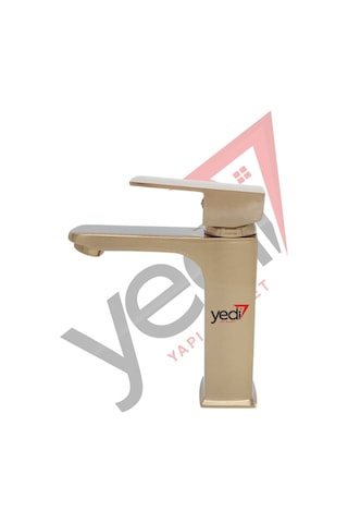 Yedi Yapı Mat Gold Kare Model Sabit Lavabo Bataryası Gold