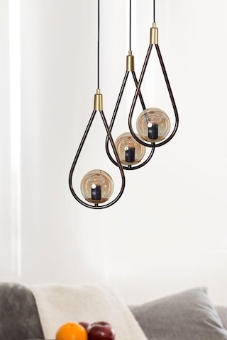 Luzarana Siena 3 Lü Sarı-Eskitme Metal Gövde Bal Rengi Camlı Tasarım L... Çok Renkli