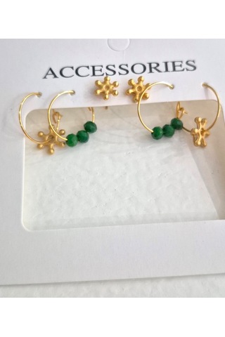 Gold Halka Altılı Bayan Küpe Set Gold