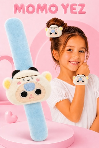 Ay Tavşanı Peluş Bileklik Oyuncak Bileğe Vurunca Sarılan Slap Bileklik, Çok Amaçlı Saç Tokası Beyaz