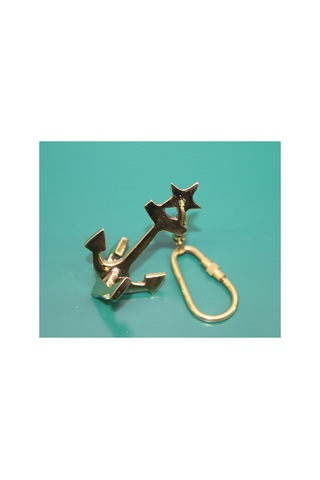 3 Adet Çapalı Pirinç Anahtarlık 13 Cm Halka Tasarımlı Keychain, Key Ring, Brass