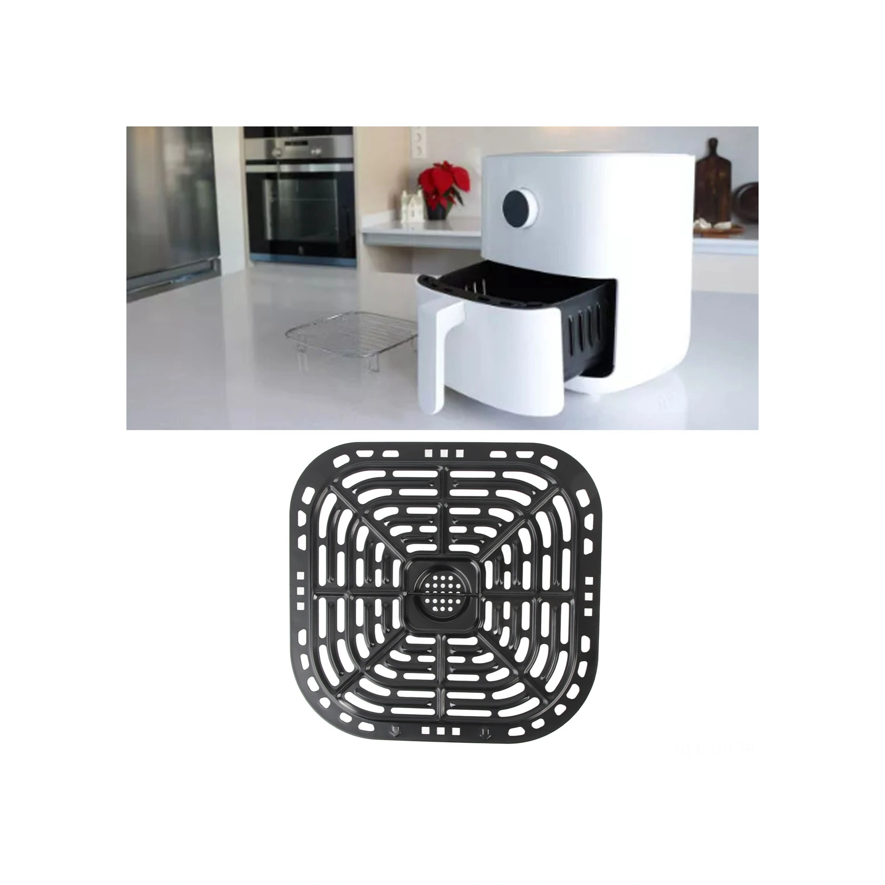 Geeroyoo 304 Paslanmaz Çelik Hava Fritözü Ek Parçası, 24x23cm Ocak Tabağı, Fda Onaylı, Sağlıklı Pişirme, Yıkama Makinesine Uygun, Ergonomik Kollü Diğer