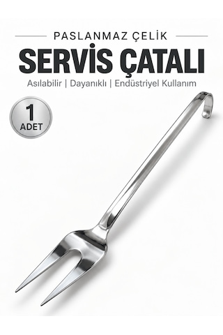 Beylini Endüstriyel Sanayi Tipi Servis Çatalı Paslanmaz Çelik Uzun Saplı Lokanta Restoran Yemekhane Asılabilir Mutfak Çatalı No2