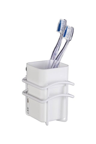 Saban Classic Plus Diş Fırçalık Beyaz Plastik Hazne , Paslanmaz Çelik Gövde 8 X 11 X 10 Cm Beyaz