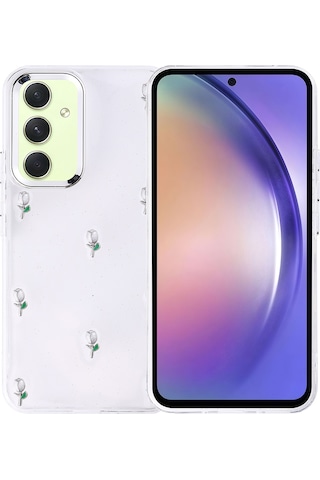 Galaxy A54 Uyumlu Kılıf Airbag Tasarımlı Simli Şeffaf Sys Kutup Kapak - Yıldız Yıldız