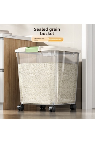 Ranyeek Gıda Seviyesi Muhafaza Kabı: Nem Ve Haşere Koruma, 10 Kg Kapasite, Beyaz + Ölçüm Kasesi - Ev Ve Mağaza İçin Tam Kapalı Pirinç Kutusu Diğer