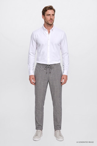 AC&Co / Altınyıldız Classics Erkek Beyaz Pamuklu Tailored Slim Fit Dar Kesim Düğmeli Yaka Örme Gömlek Beyaz