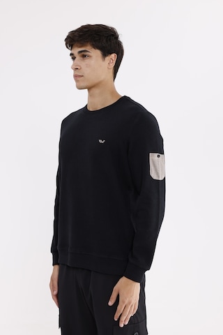 Rowinger Selanik Dokulu Yumuşak Tutuşlu Rahat Kalıp Sade Tasarım Uzun Kollu Sweatshirt Black