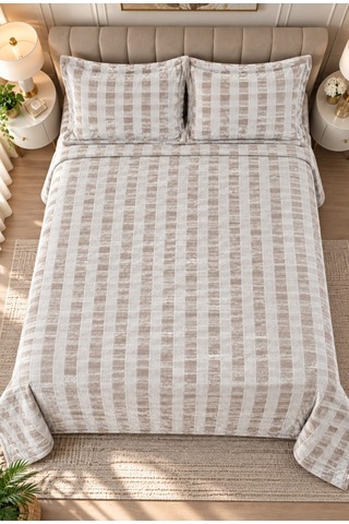 Kapreo Home Hennesey 3 Parça Comforter Yorgan Yatak Örtüsü Seti Çift Kişilik 240x260 Cappuccino