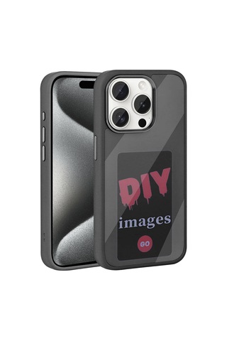 Zore Apple iPhone Uyumlu 15 Pro Kılıf Ekranı Yansıtan Omsy Akıllı Nfc Kapak - Gri