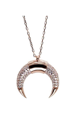 Zirkon Taşlı Hilal Kadın 925 Ayar Gümüş Kolye-2171