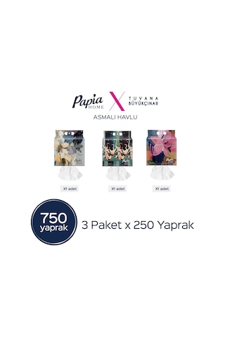 Papia Home Asmalı Havlu 750 Yaprak 3 Paketx250 Yaprak