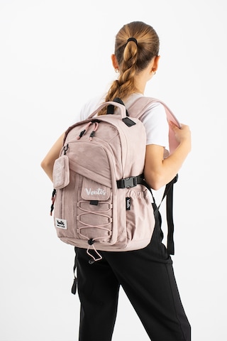 Ventis Qualty Okul Çantası Su Geçirmez Klinkır Kumaş Unisex Sırt Çantası Model 9b Pembe