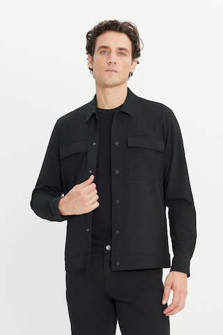 AC&Co / Altınyıldız Classics Erkek Sıyah Comfort Fit Rahat Kesim Gömlek Yaka Ceket Gömlek Siyah