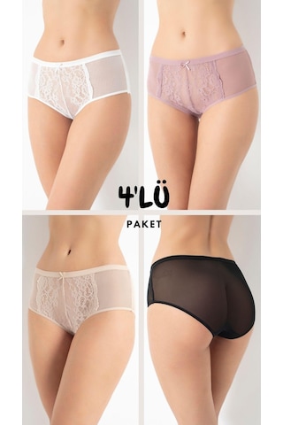 Kadın Dantelli 4'lü Paket Külot Asorti-1 C5t0n5o408 001