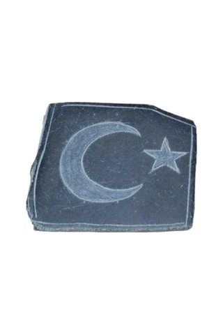 El Yapımı Serpantin Taşı Üzerine Ay Yıldız İşlemeli Magnet