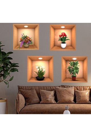 Ruicoo Çok Amaçlı 3d Bitki Duvar Sticker Seti - Su Geçirmez, Kolay Yapıştırma, Her Yüzeye Uygun Çok Renkli