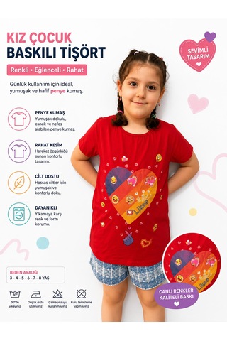 Monili Kız Çoçuk T-shirt KIrmızı