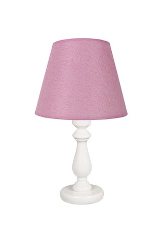 Dekovien Modern Ahşap Ayaklı Kumaş Pembe Abajur