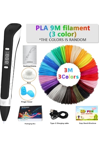 Techbloom 1 Set 3d Yazıcı Kalem Kiti Dıy Çizim Ve Baskı Aletleri White 118.11 İnch 3 Renk 354.33inch 1417.32inch 1968.5inch 3937.01inch 200mpl Yedek Mürekkep Parmak Koruyucu Sanatçı Rehberi Lcd Ekranlı Dıy Hobi Aletleri