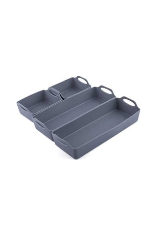 Besthome1 4'lü Gri Silikon Fırın Bölücü Seti - Dayanıklı, Anti Yapışkan, Farklı Malzemeler İçin Gri Gri