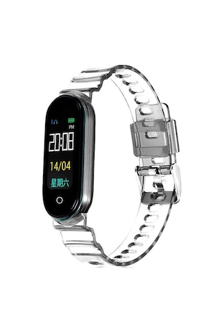 Ekılıf - Xiaomi Mi Band 5 Uyumlu - Kordon Silikon Kordon Krd-27 - Şeffaf