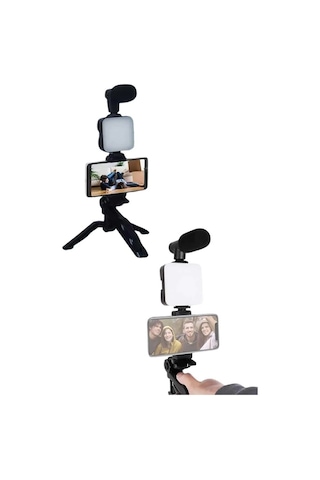 Mey İthalat Video Making Kit Telefon Tutucu Vlog Video Mini Led Işıklı -