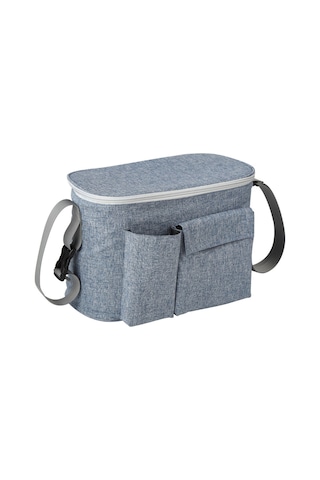 Hangfox Denim Mavi Bebek Arabası Organizerı - Su Geçirmez Isı Yalıtımlı Çift Cep, Alüminyum Folyo Döşeme, Ayırt Edilebilir Askı, 31x16x20cm Mavi