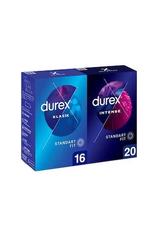 Durex Klasik Prezervatif 16'lı + Intense Prezervatif 20'li