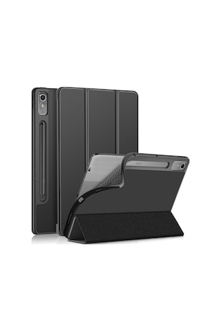 Didadodo Lenovo Tab P12 Stand, Düz Renkli Akıllı Kılıf Pu Deri + Tpu Kapağı Arka Kapak