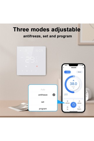 Padalink Siyah Tuya Wifi Elektrik Isıtıcı Termostati 16a - Lcd Ekran, Uygulama Ve Ses Kontrolü İle Ev Isı Yönetimi