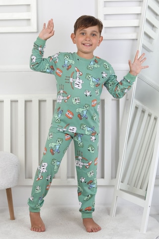 Zuzunga Computer Game Desenli Erkek Çocuk Pijama Takımı Yeşil