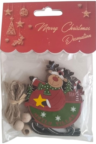 Yılbaşı Ağaç Süsü Ahşap Mdf 3lü Paket