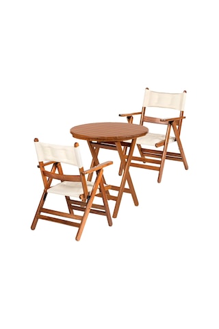 Marmaris Katlanır Ahşap Bahçe Balkon Seti: 70Lık Masa, 2 Sandalye