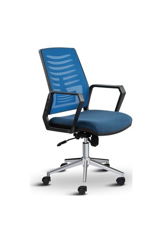 Asbir Mobilya Metis Metal Ayaklı Çalışma Koltuğu Ofis Sandalyesi Mavi Gri